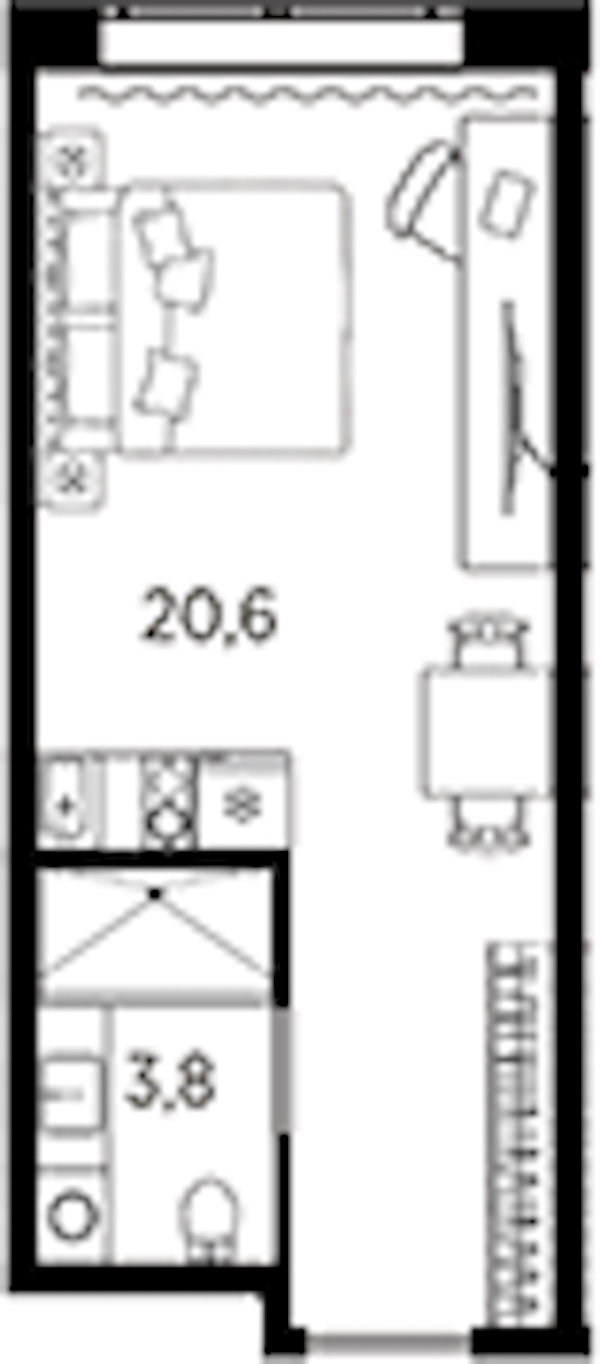 Квартира студия 24.4 м², 2/13 эт., ЖК «AVENIR Industrial»